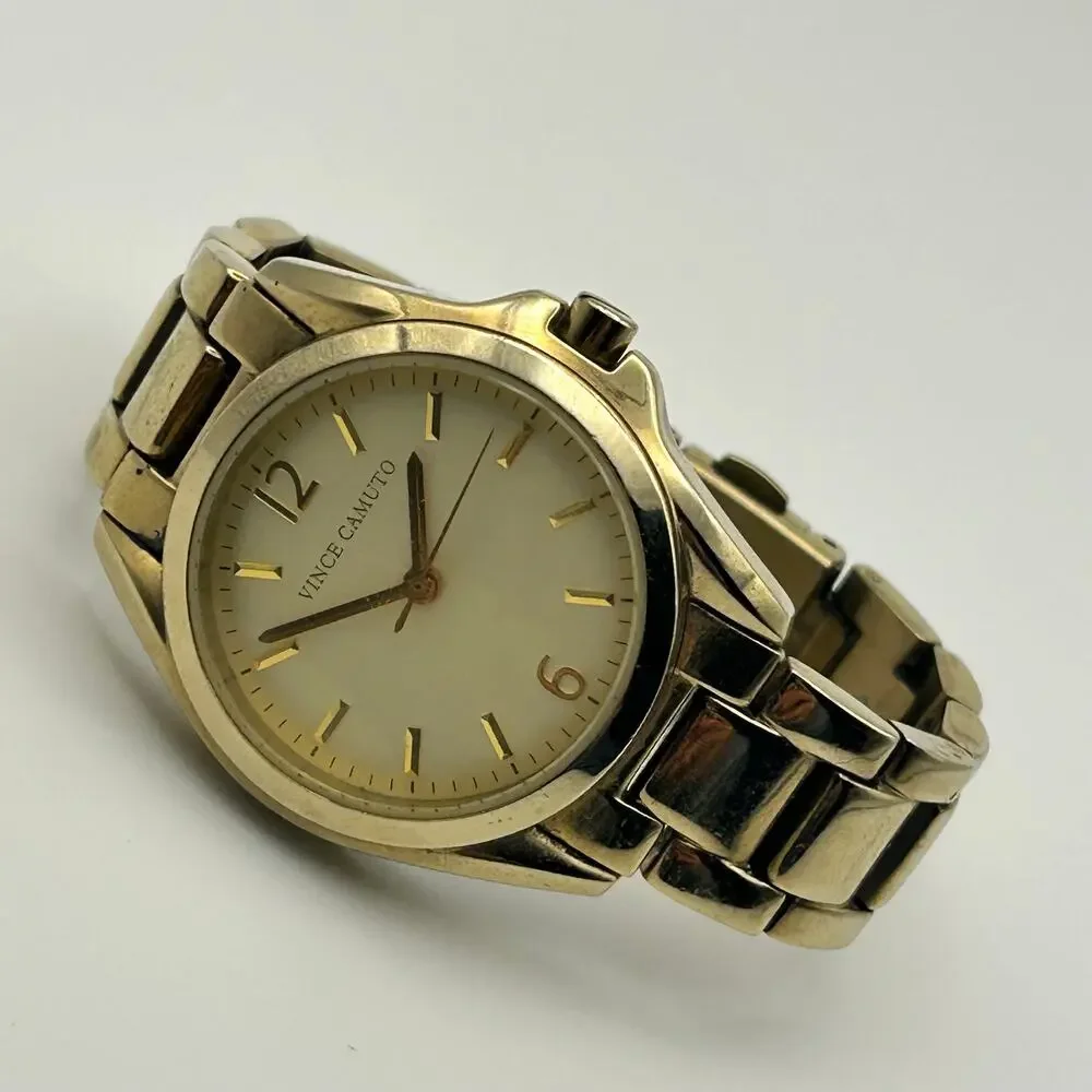Vince Camuto Gold Tone St. Steel Women’s Analog Watch, Working New Battery